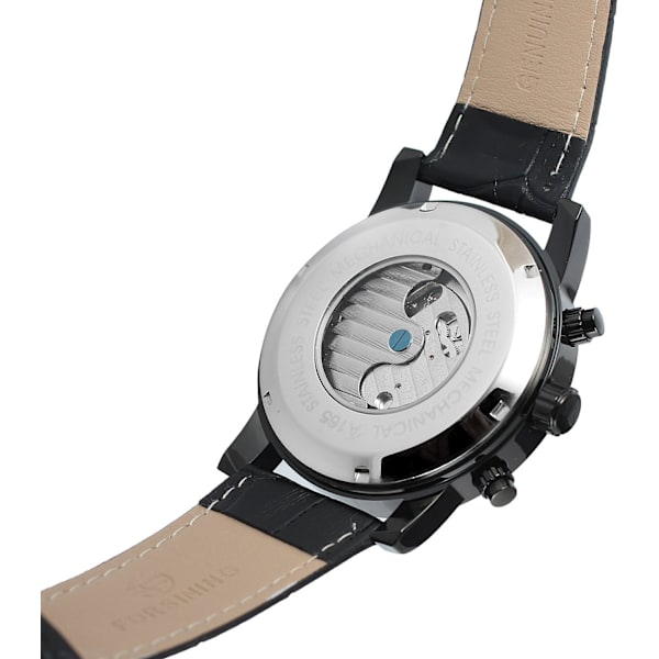 Unik design för män, lyxig automatisk tourbillonklocka i populär stil med läderarmband
