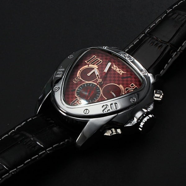 Mihappy Herr Automatisk Mekanisk Läderarmbandsur Röd