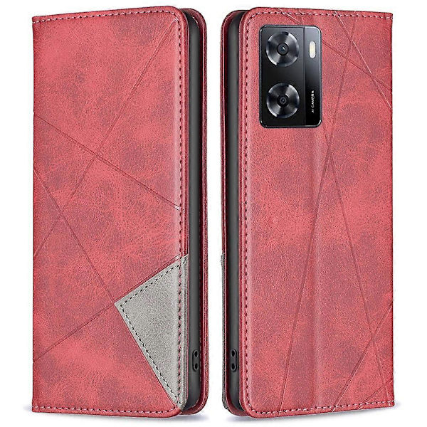 Imprinting Pattern Series-1 för Oppo A57 4G, Geometriskt Tryckt PU Läderfodral med Dold Magnetisk Stängning och Stötsäkert Flipskydd