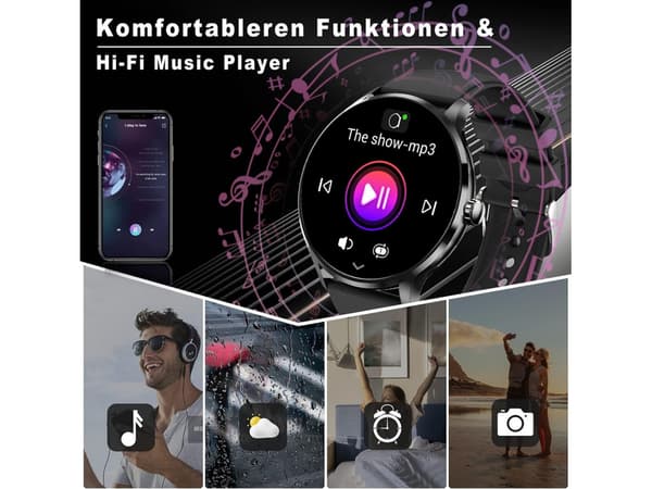 Smartklokke Qs80 1 39 Tommer Bluetooth 5.2 Tft Full Touch Ip67 Iphone Android Svart