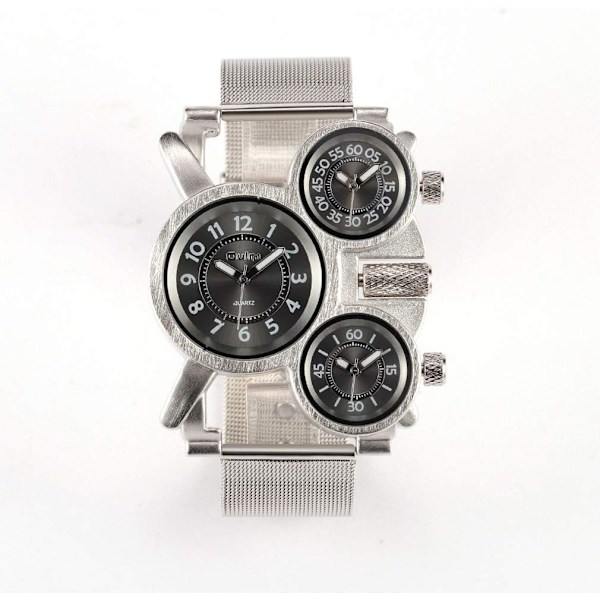 1167 Herrklocka Toppmärke Multifunktion 3-Movt Quartz Stål Armbandsur