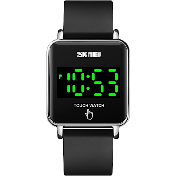 Pekskärm LED Display Digital Klockor Märke Rostfritt Stål Full Stål Vattentäta Armbandsur Hombre1589