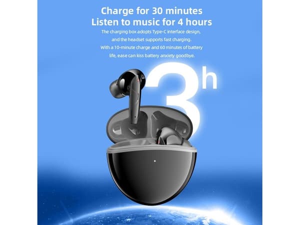 Brusreducerande trådlösa Bluetooth-hörlurar, svarta
