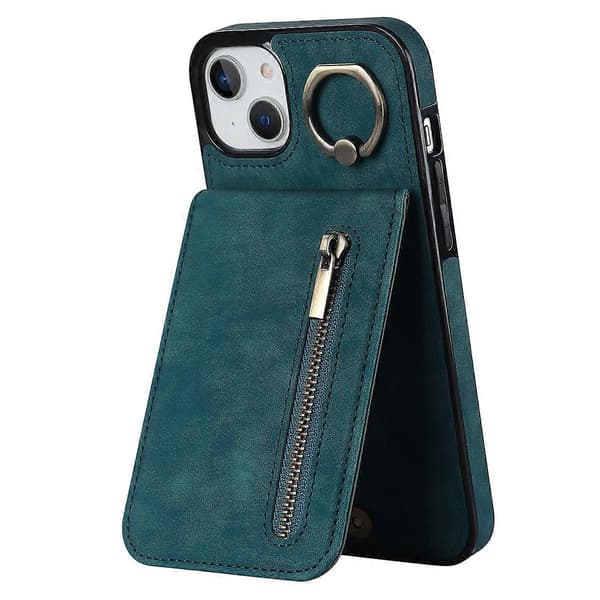 För iPhone 15 Plus Baksida RFID-blockerande Telefonfodral Plånbok Retro PU+TPU Ställfodral