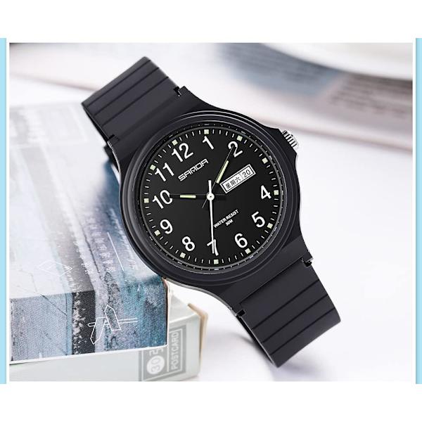 Enkla klockor för kvinnor minimalistisk stil TPU-armband Datum Veckodag Visning Kvarts Damklocka Lättvikt Vattentät Unisex Armbandsur