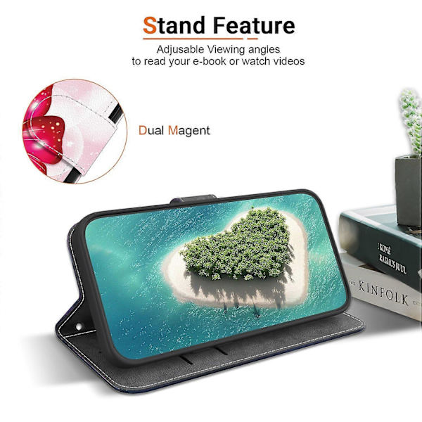 Mönstrat tryckfodral i läderplånboksstil med snodd för Motorola Edge 50 Fusion 5G