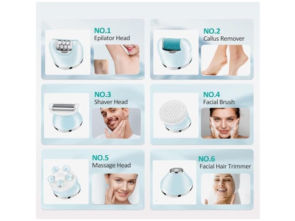 V-733 Multifunksjonell Vanntett Epilator Hvit YEMAESRE