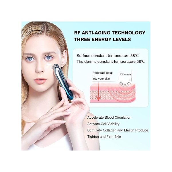 Anti-aging RF-maskin hudvårdsverktyg för påsar under ögonen, mörka ringar, reducerar rynkor och linjer, grön YEMAESRE