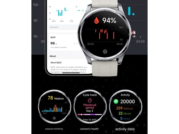 Smartklokke Bluetooth-anrop Stemmeassistent Sport Helse Hjertefrekvens Blodoksygenovervåking Assistent