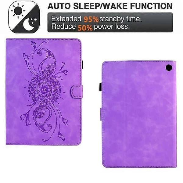 Mandala-tryckt läderfodral med kortfack kompatibelt med Amazon Fire 7 (2022)