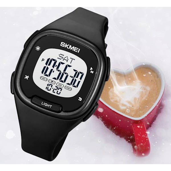 Fyrkantig Unisex Digital Klocka Multifunktion Stoppur Alarm Nedräkning Dubbel Tid PU Rem Vattentät Armbandsur för Kvinnor Män