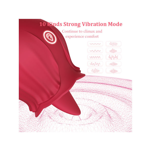 Rose Multi-Frekvens Vattentät Tungslickande Vibrator för Kvinnor (Lila)