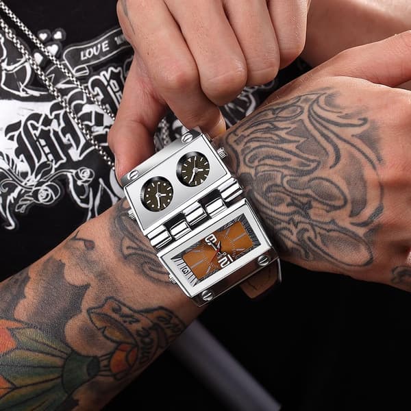 9525 Herrklocka Analog Svart Läderrem 3 Sub-urtavlor