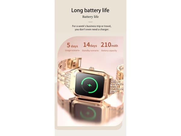 Smartwatch 1,59 tommer IP67 Vandtæt 14 Dages Lang Standby til iOS og Android Sort