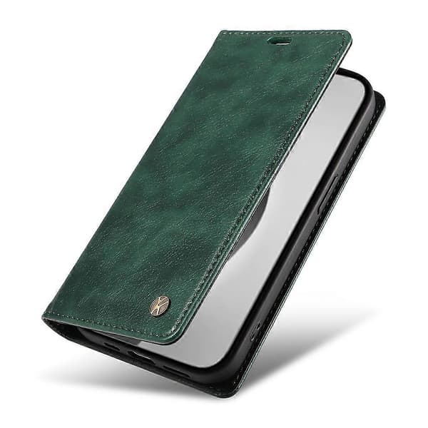 Plånboksfodral i läder med magnetlås för iPhone 16 Pro Max
