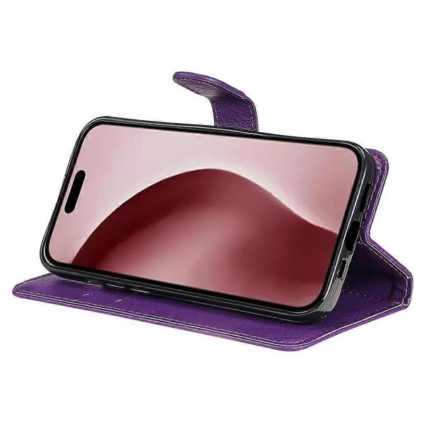 Läderfodral för iPhone 16 Pro, skyddande mobilskal i enfärgad design