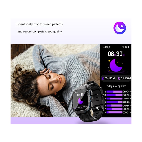 Smartklokke med Bluetooth-samtaler, stemmeassistent, kvinnehelseovervåking og multisportsmoduser, blå
