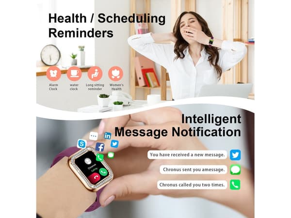 Smartwatch til kvinder med Bluetooth-opkald 1,57'' med søvnfunktion til kvinder IP67 vandtæt rød
