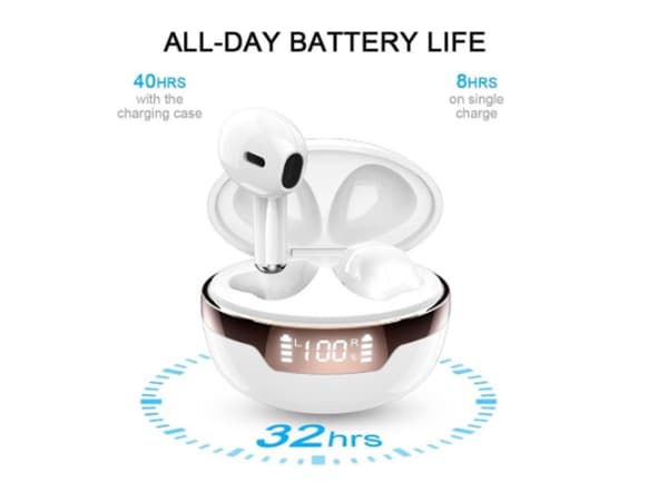 Bluetooth brusreducerande in-ear hörlurar, vita