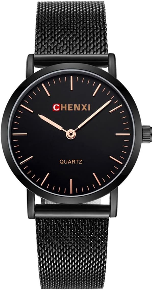 Parure ure til mænd og kvinder, rosaguld, rustfrit stål, mesh-rem, analogt quartz-ur