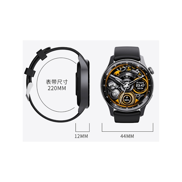 Smartwatch med Blodsocker, Blodsyre, Puls, Temperatur, Hälsoövervakning, Bluetooth-samtal och Flera M