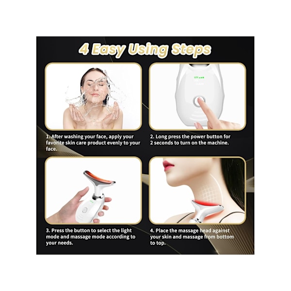 Bärbar Ansiktsmassager Multifunktionellt Hudvårdsverktyg Ansikts- och Nackmassager 7 LED Skönhetsenhet YEMAESRE