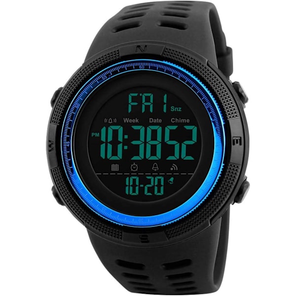 Klockor Herr Digital Sport LED Klocka Stor Urtavla Casual Luminous Stoppur Alarm Enkel Arméklocka
