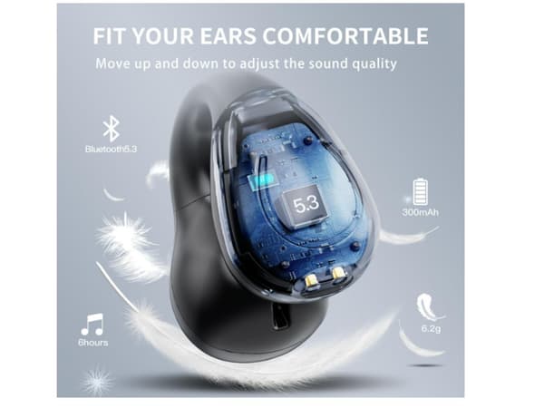 Öronöppna Hörlurar Timmar Bluetooth Svart