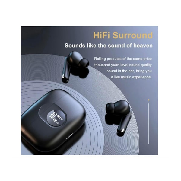 TWS Super Sound Lång Batteritid Bluetooth Vattentäta Hörlurar Svart