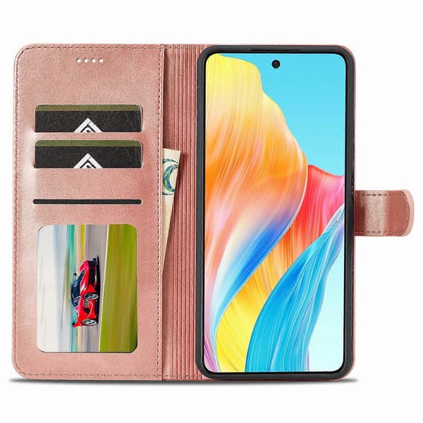 Beskyttende etui med lædertekstur og tegnebogsdesign til Oppo A38 4G/A18 4G