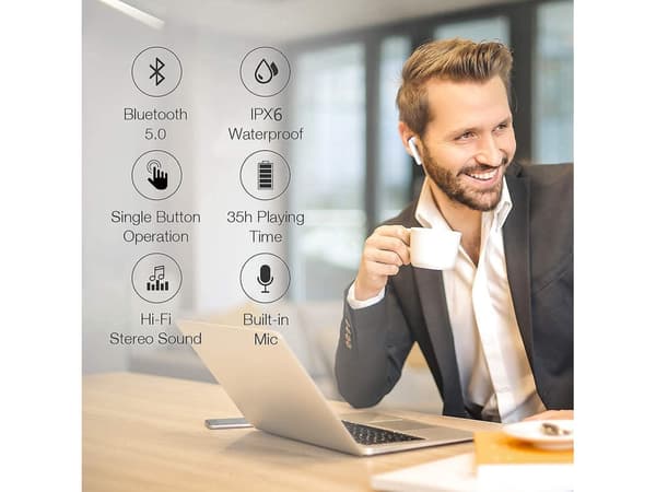 Vattentäta Bluetooth Stereo Brusreducerande Hörlurar Vita