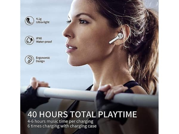 Vattentäta Bluetooth Hörlurar med Brusreducering Vit