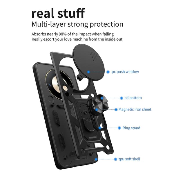 TPU+PC Skjutbart linsskyddsfodral för Honor X9b 5G/Magic6 Lite 5G