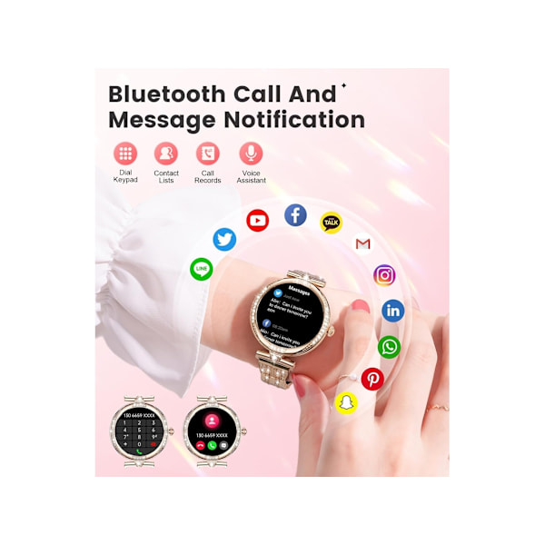 Smartklocka Dam Bluetooth Smartklocka för Iphone Android Ios Ip68 Vattentät Fitness Tracker Kvinna
