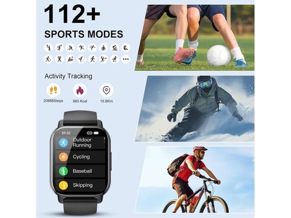 Smartklocka med Bluetooth-samtalsfunktion 1,85 tum Vattentät IP68 Kompatibel med Android/Ios