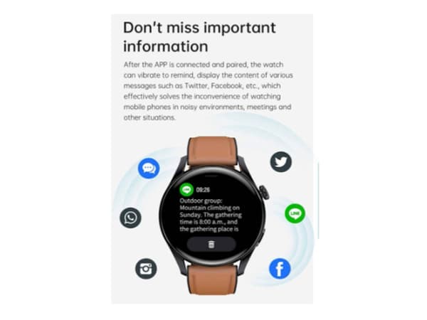Smartwatch med talefunktion, fitnesstracker med informationspåmindelse og pulsmåler