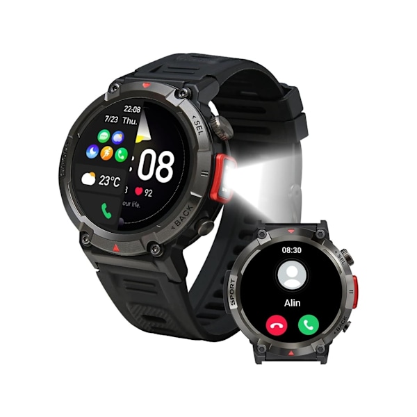 Smartklocka för män Svara/Ring samtal Bluetooth Taktisk Smartwatch för Android och Iphone Vattentät Fitness Tracker