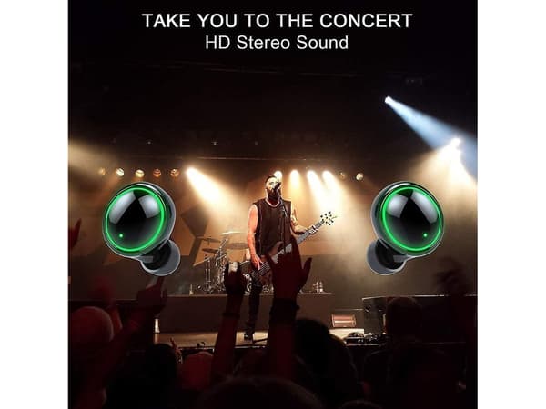 Vattentäta Bluetooth Stereo TWS Hörlurar Svart