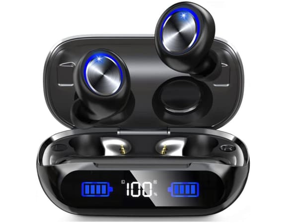 Inga Kontroller Touch Tid Uppspelning Bluetooth Vattentäta Hörlurar Svart