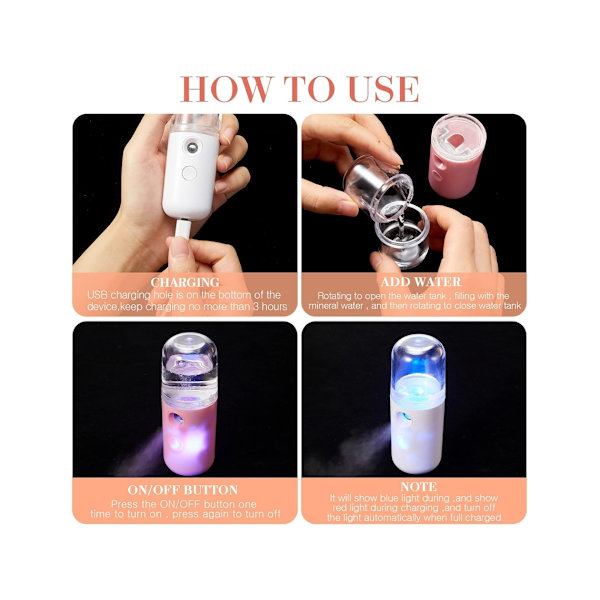 Förpackning Nano Ansiktsspray 30ml Mini Portabel Ansiktsfuktare USB Uppladdningsbar Handhållen Hudvårdsmaskin för H YEMAESRE