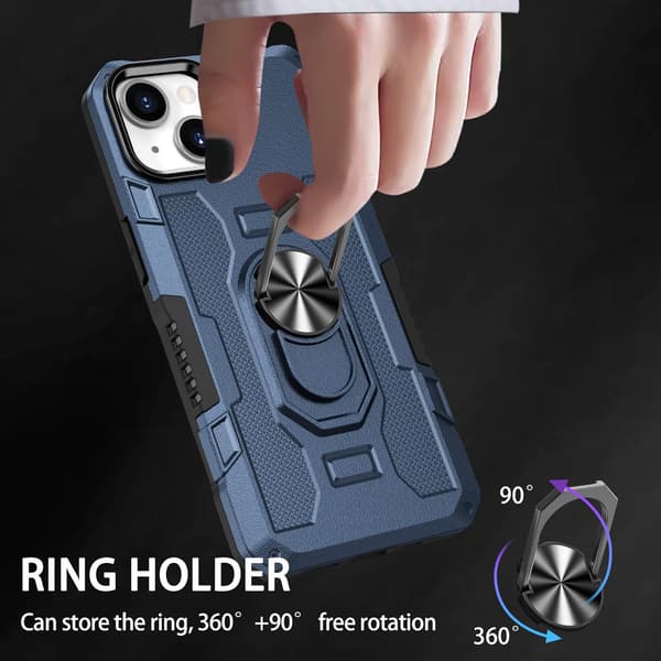 Telefondeksel - iPhone 15 - Ringholder - Støtsikker - Blå