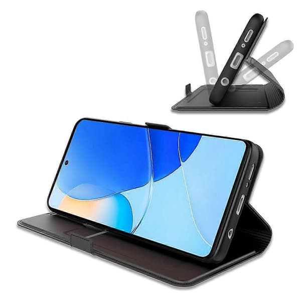 För Huawei nova 12s 4G/ nova 11/ nova 12 Lite 4G Mobilskal Kort Hållare Vikbart Ställ Läderfodral