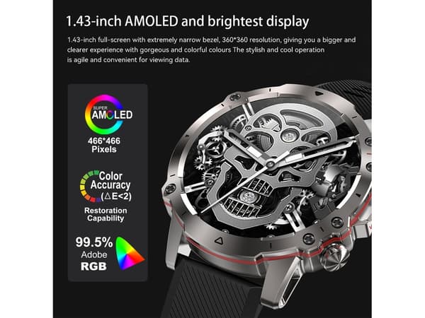 Smartwatch Ak56-Sort Bluetooth Stemmeopkald Herre Vandtæt Sort