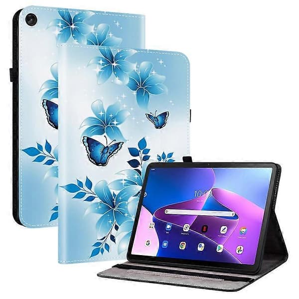 Läderfodral med tryckmönster kompatibelt med Lenovo Tab M10 Plus (3:e generationen) med kortfack