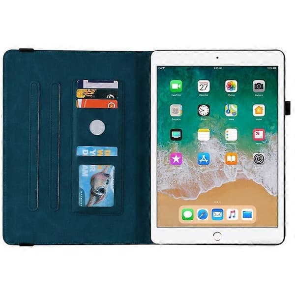 Læderfolioetui med sommerfugl- og blomstermønster og elastikbånd til iPad 9,7-tommer (2018) / iPad