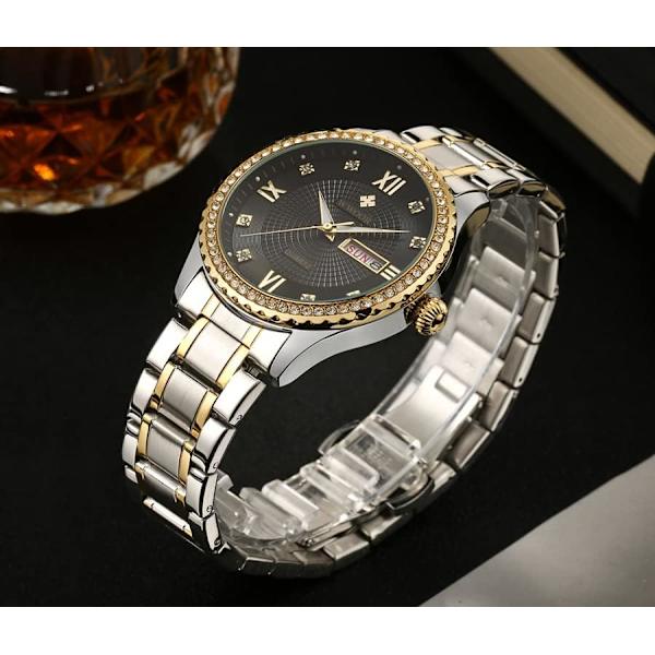 Par Klocka Diamant Kvarts Herrklocka Lysande Damklocka Datum Affärs Par Klocka Vattentät Lyx Armbandsur Analog Display