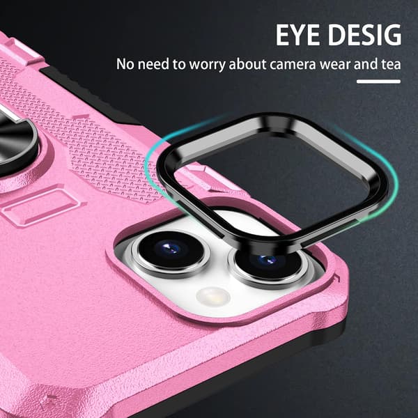 Telefoncover - iPhone 15 - Ringholder - Stødsikkert - Pink