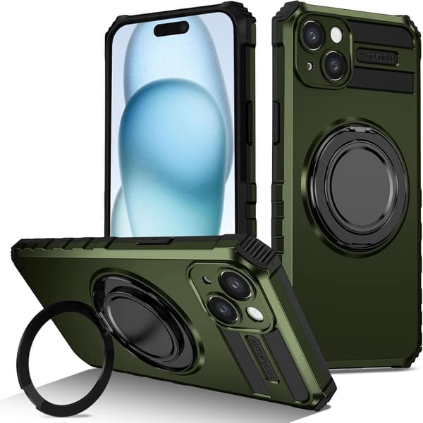 Skyddsfodral - iPhone 15/14 Plus - Magnetisk - 360° Roterande - Stötsäker Dark Green iPhone 15 Plus/iPhone 14 Plus