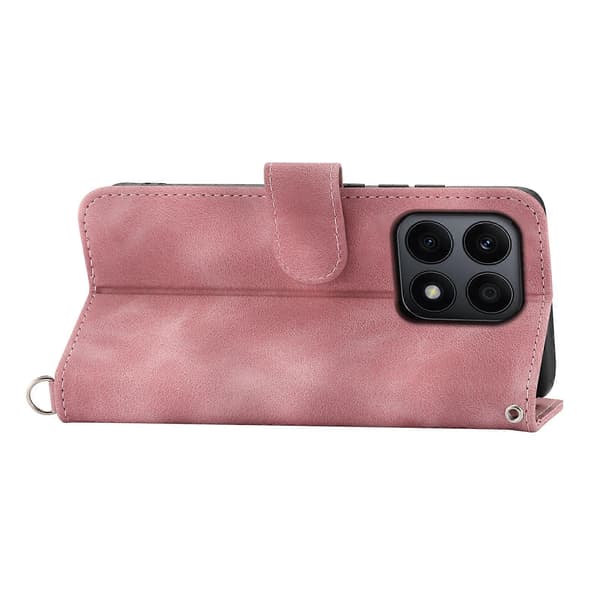 Honor X8b 4G Wallet Case med stropper og blomstermønstret læder