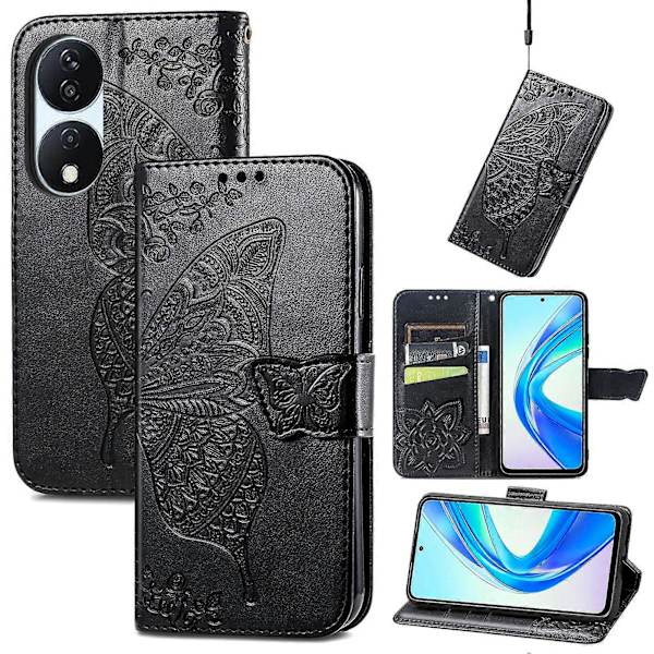 Fjärilsmönstrad plånboksfodral för Honor X7b 4G